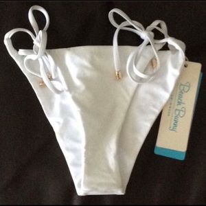 Beach Bunny Luna Tie Side White Bikini Bottom